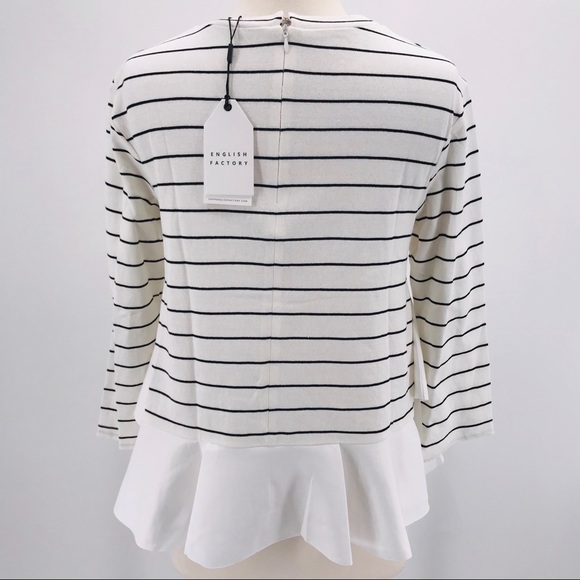English Factory Striped Ruffle Peplum Hem Top NWT - Picture 3 of 5